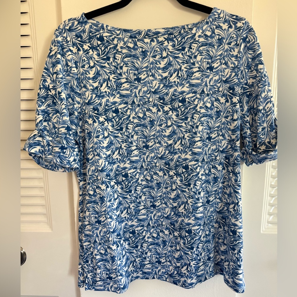 Style & Co Blue Floral Print Women’s Top - Size PXL